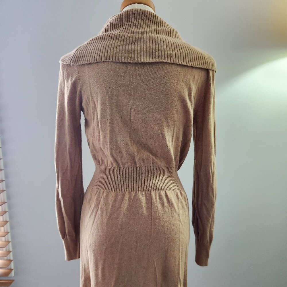 Old Navy tan cowl-neck knee length sweater dress - Size M
